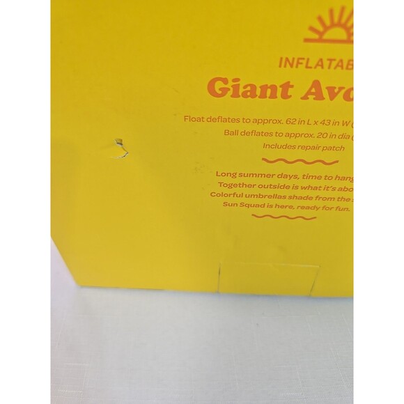 Sun Squad Inflatable Giant Avocado With Beach BallPool Float Large 57”×39x13 - Picture 7 of 9